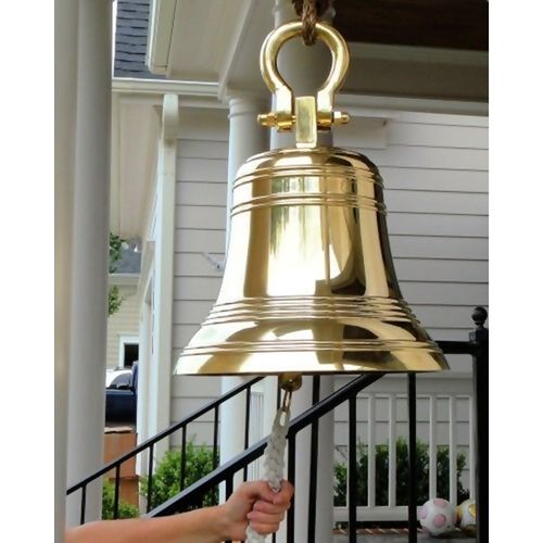 18 Inch Ridged Polished Brass Bell with Shackle