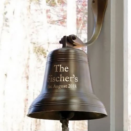 Pre-Order! 10 Inch Ridged Antiqued Brass Wall Bell - 18 pounds