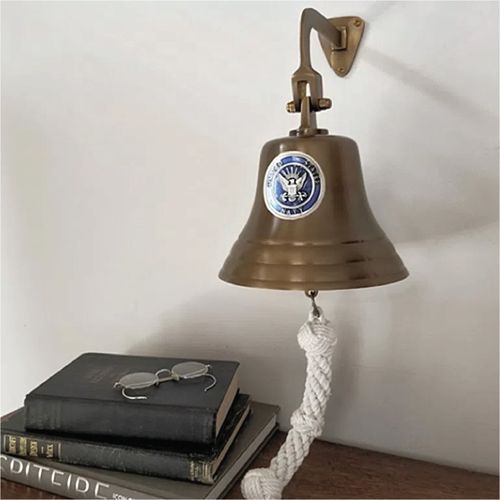 Pre-Order! Navy Pewter Emblem on 7 Inch Brass Bell- Antiqued