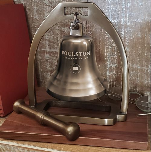 Antiqued Brass Engravable Desk Bell with Striker (4 Inch Bell)