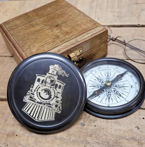 Engraved Railroad Compass
