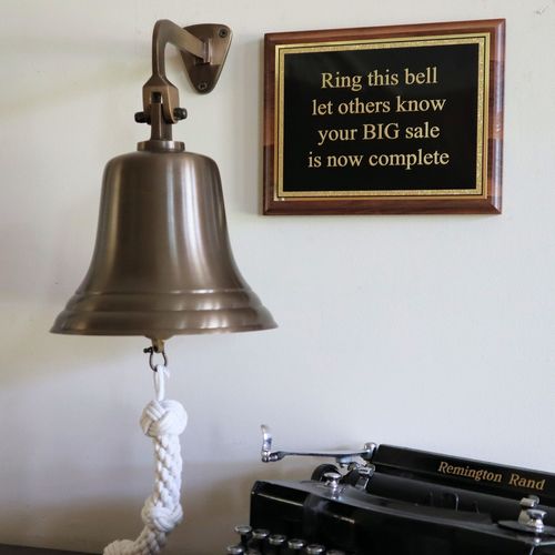8 Inch Antique Bell With Plaque