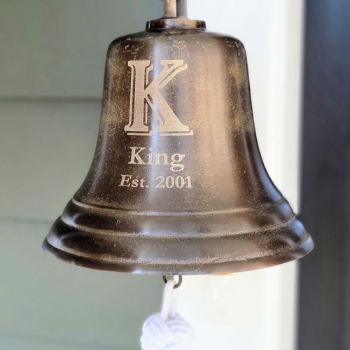 Family Initial Wall Bell - 8 Inch  Distress