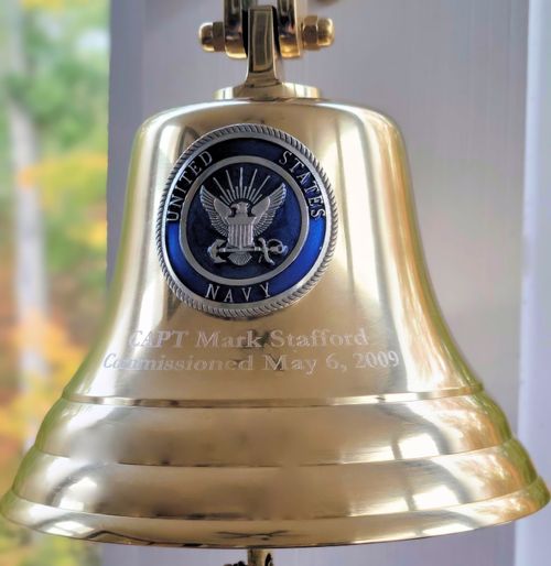 Navy Pewter Emblem on 7 Inch Brass Bell- Polished