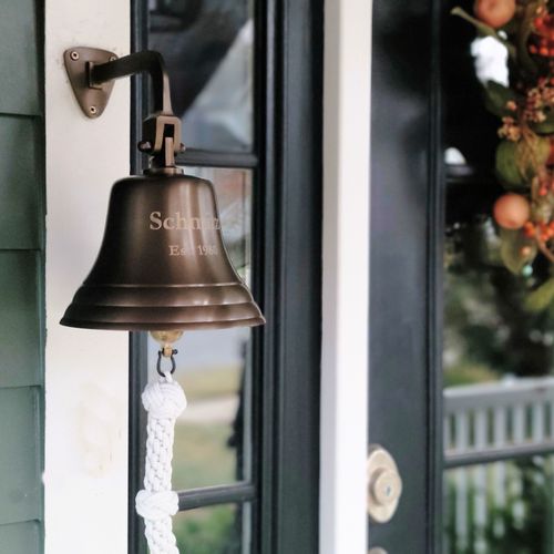 Pre-Order! 7 Inch Brass Engravable Wall Bell - Antiqued